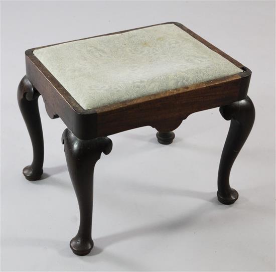 A George III style mahogany stool, W.1ft 7in.